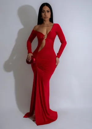 Seductive Symphony Ruched Maxi Dress Red