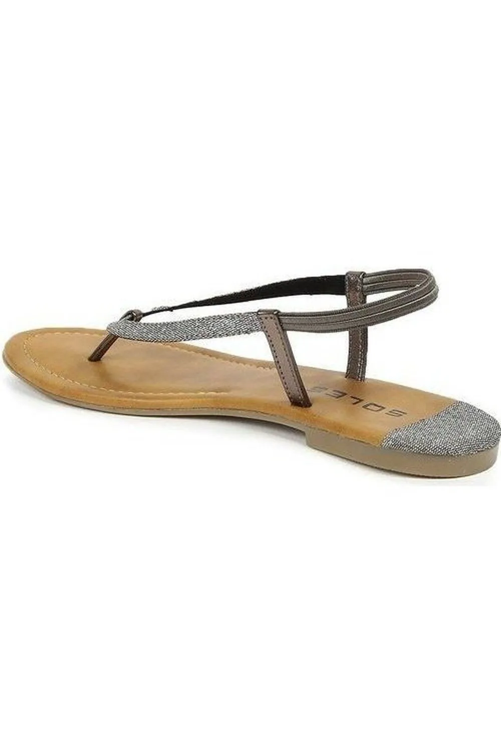 SOLES Metallic Fashion Trendy Gunmetal Flat Sandals - Trendy & Stylish Footwear