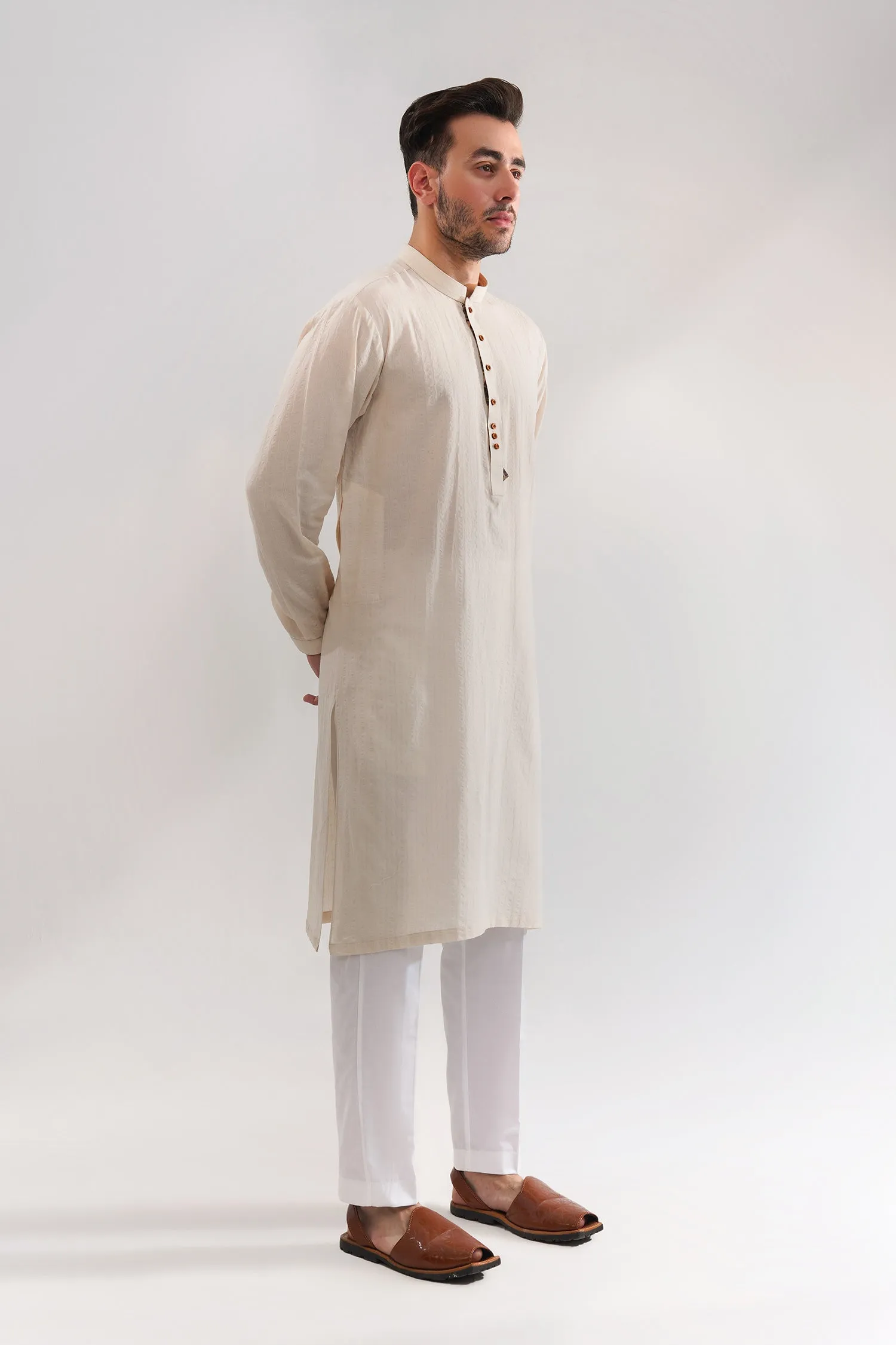 Textured Cotton Kurta For Men