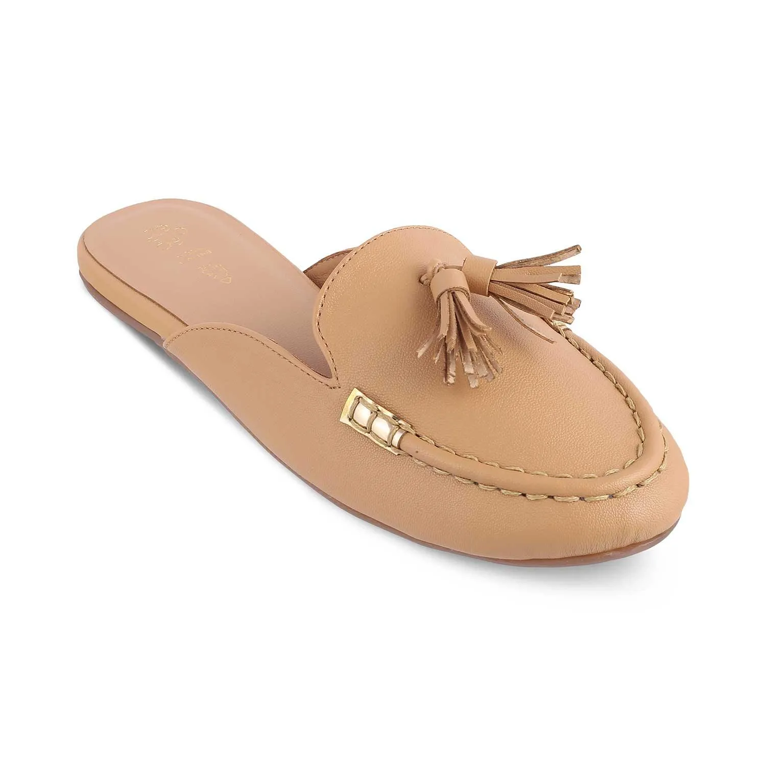 The Massle Beige Women's Dress Tassel Mules Tresmode