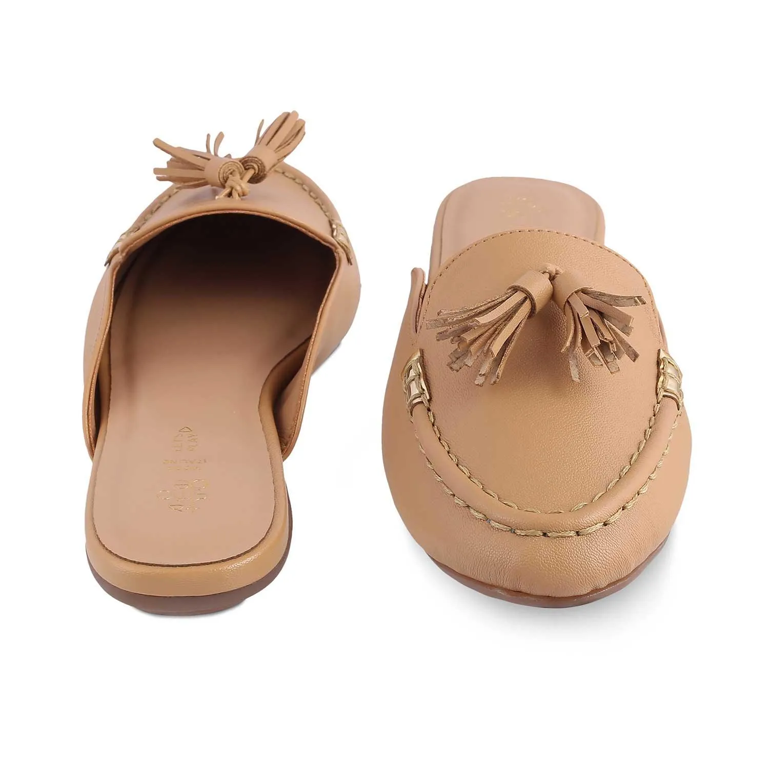 The Massle Beige Women's Dress Tassel Mules Tresmode