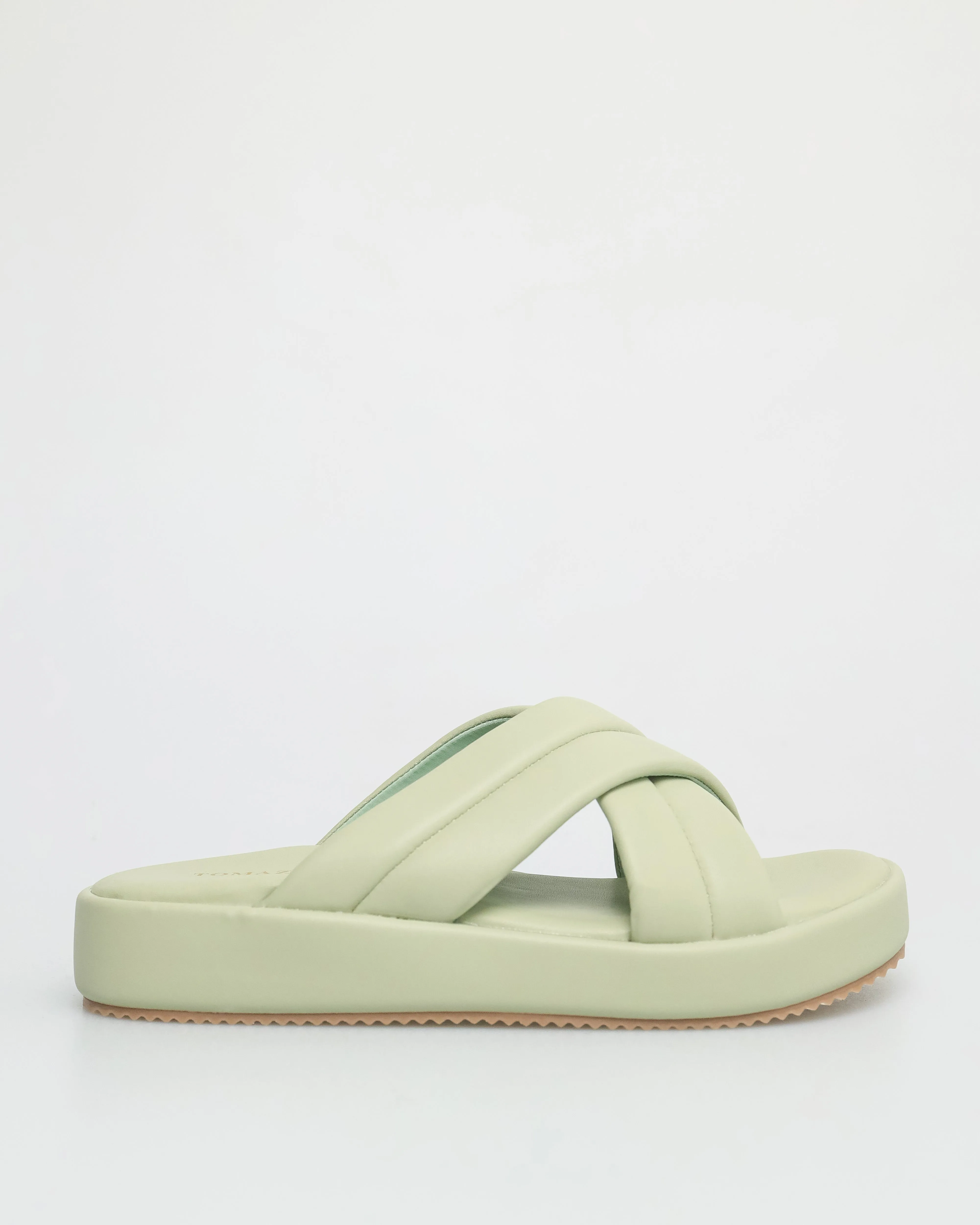 Tomaz FL058 Ladies Slide On Sandals (Green)