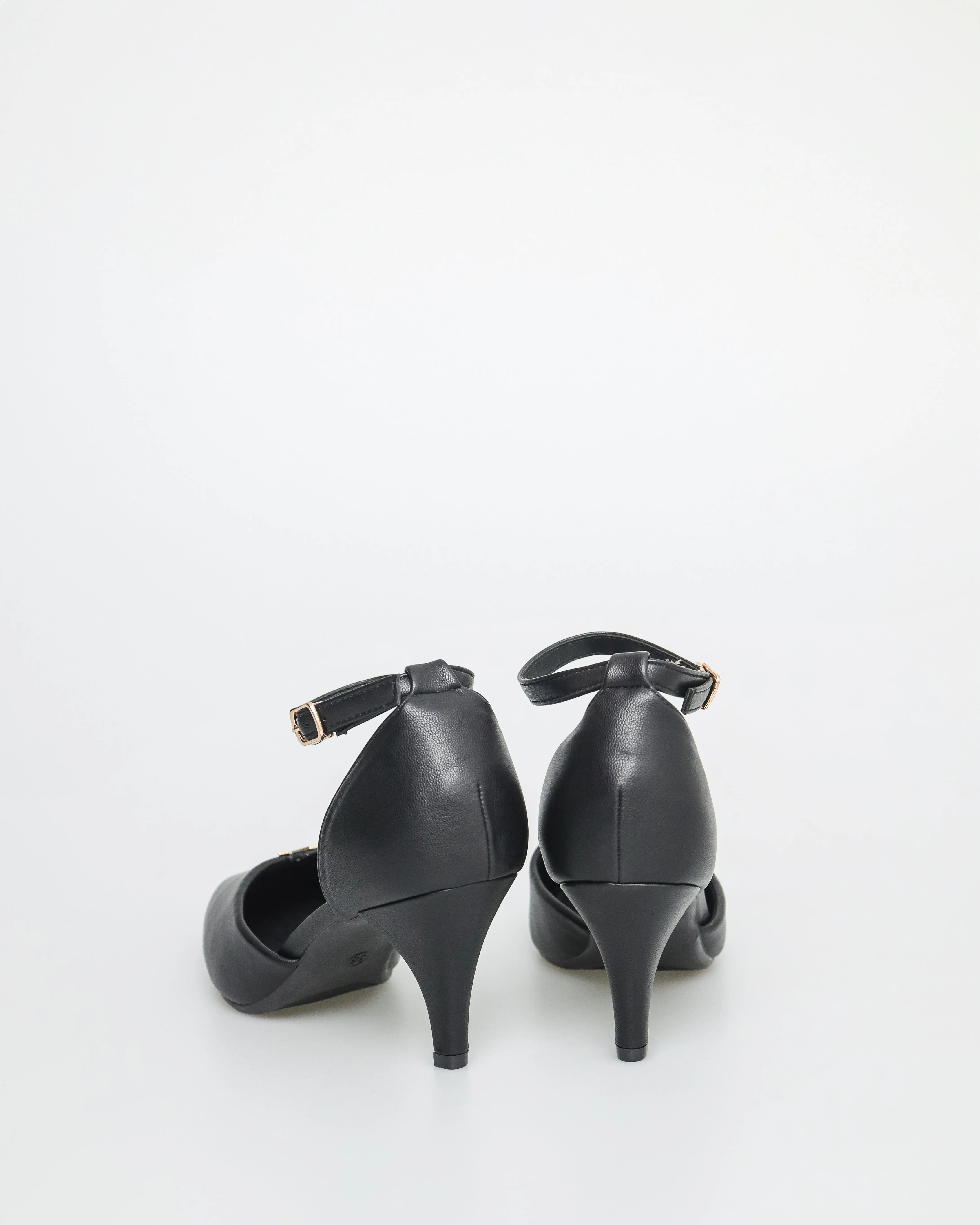 Tomaz NN272 Ladies Pointed Toe Ankle Strap Heels (Black)