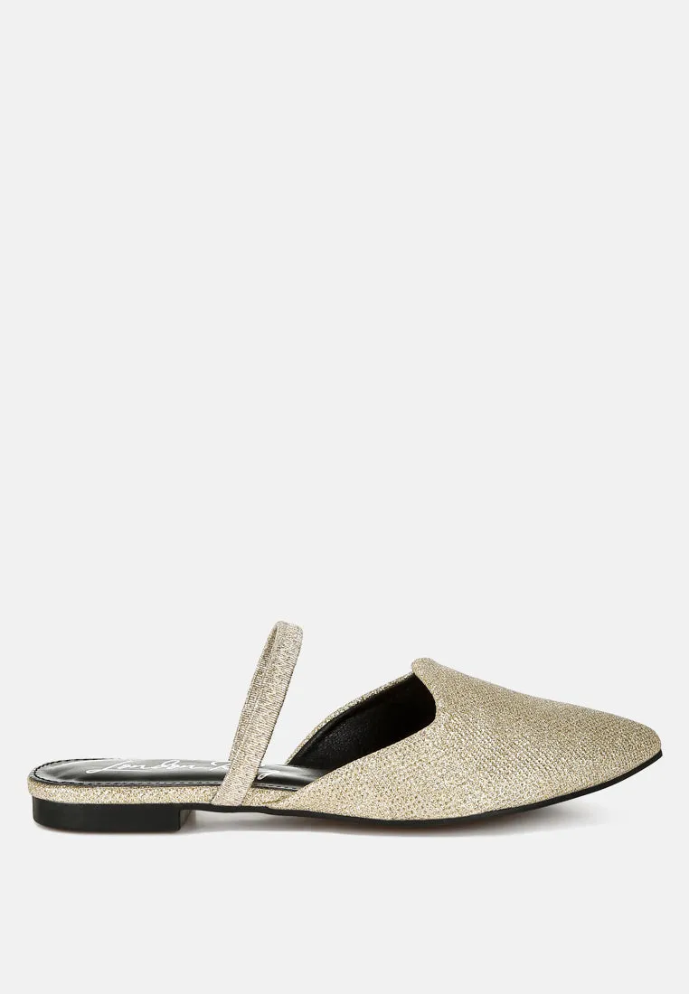 Twiggy Glitter Faux Leather Flat Mules