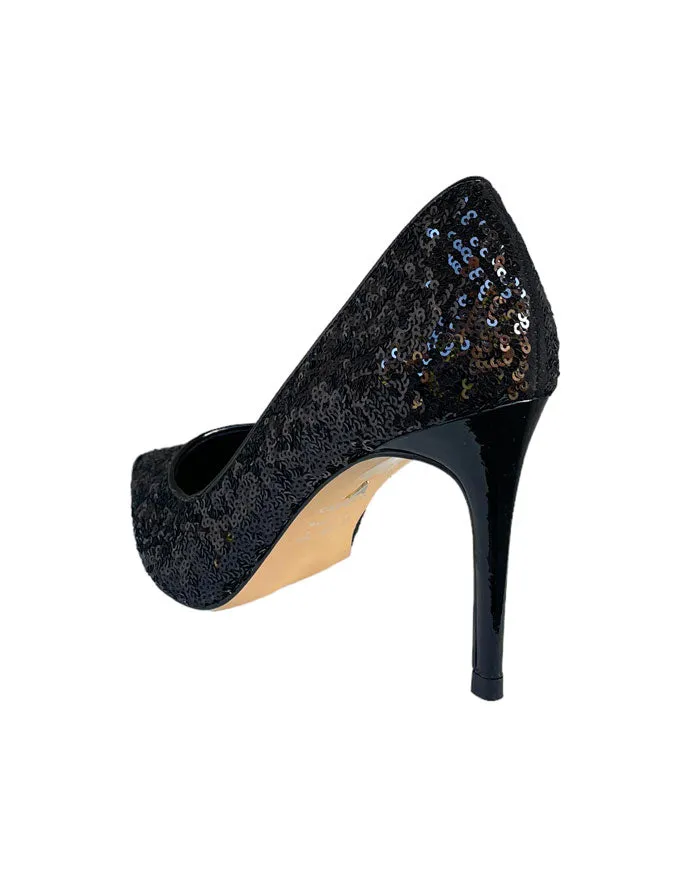 Ultrasuede Black Sequin Heels