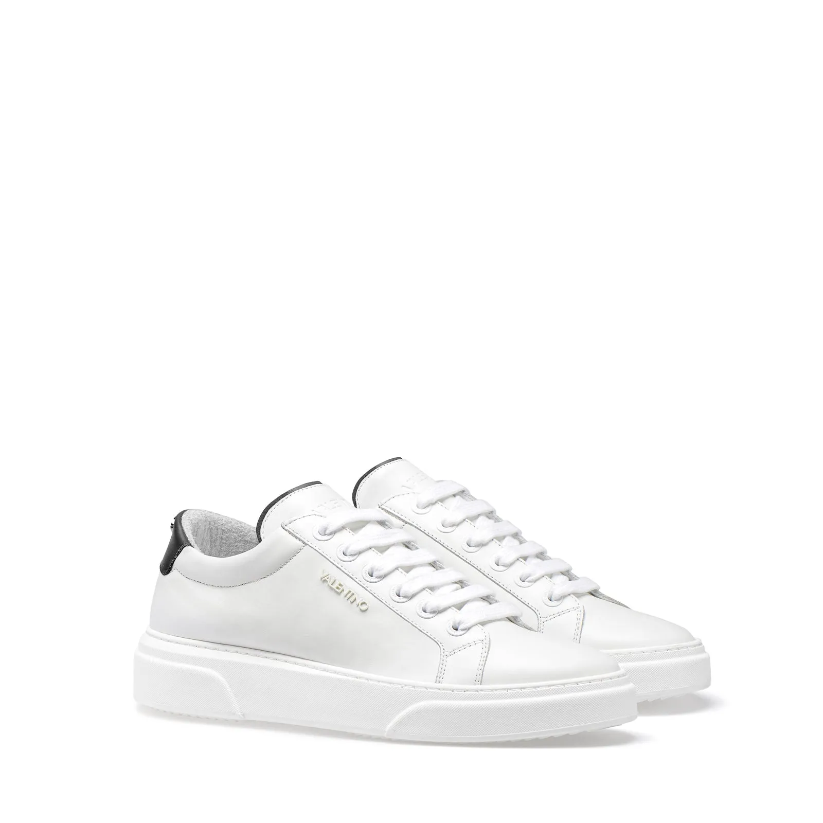 VALENTINO Sneakers Lace-Up in white and black calf