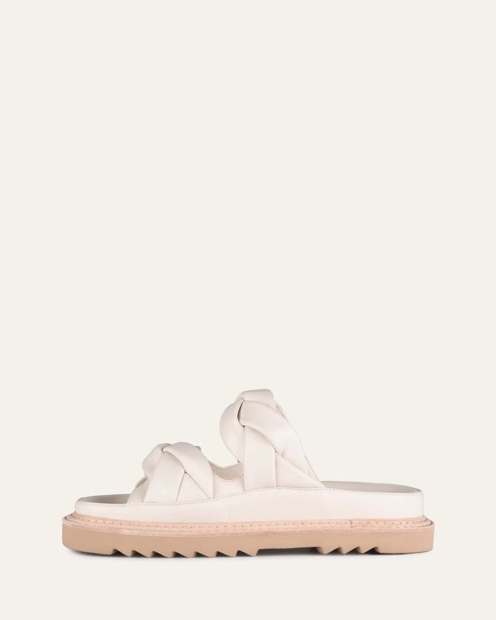 VENUS FLAT SLIDES OFF WHITE LEATHER