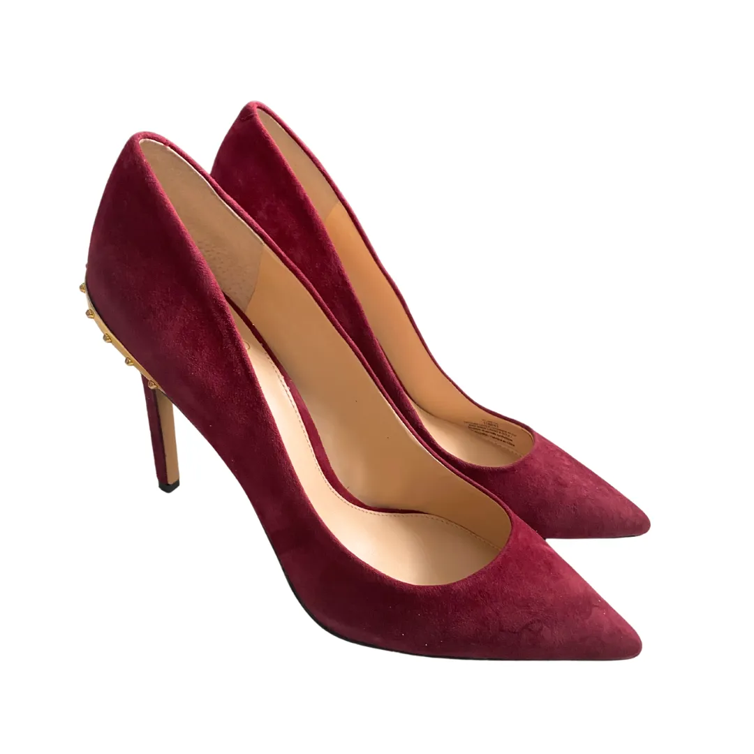 VINCE CAMUTO Suede Stud Back Stiletto Court Shoes Leather Burgundy SIZE 41