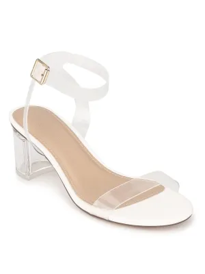 White PU Low Perspex Heels