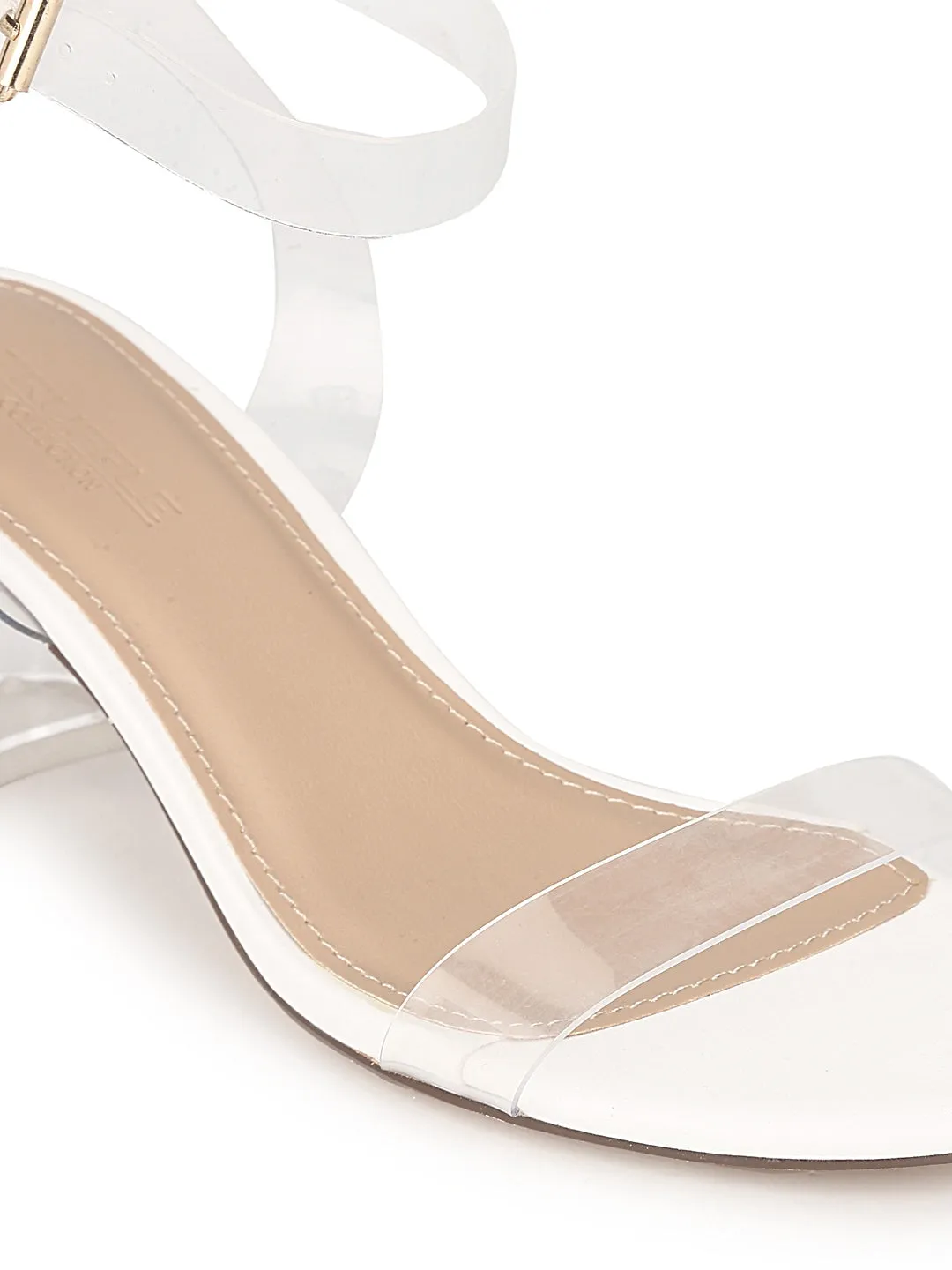 White PU Low Perspex Heels