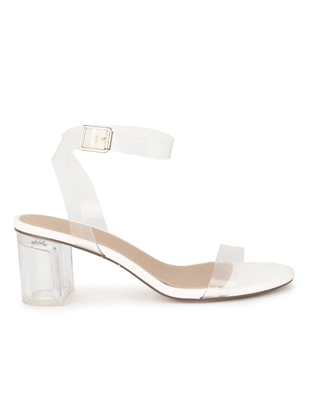 White PU Low Perspex Heels