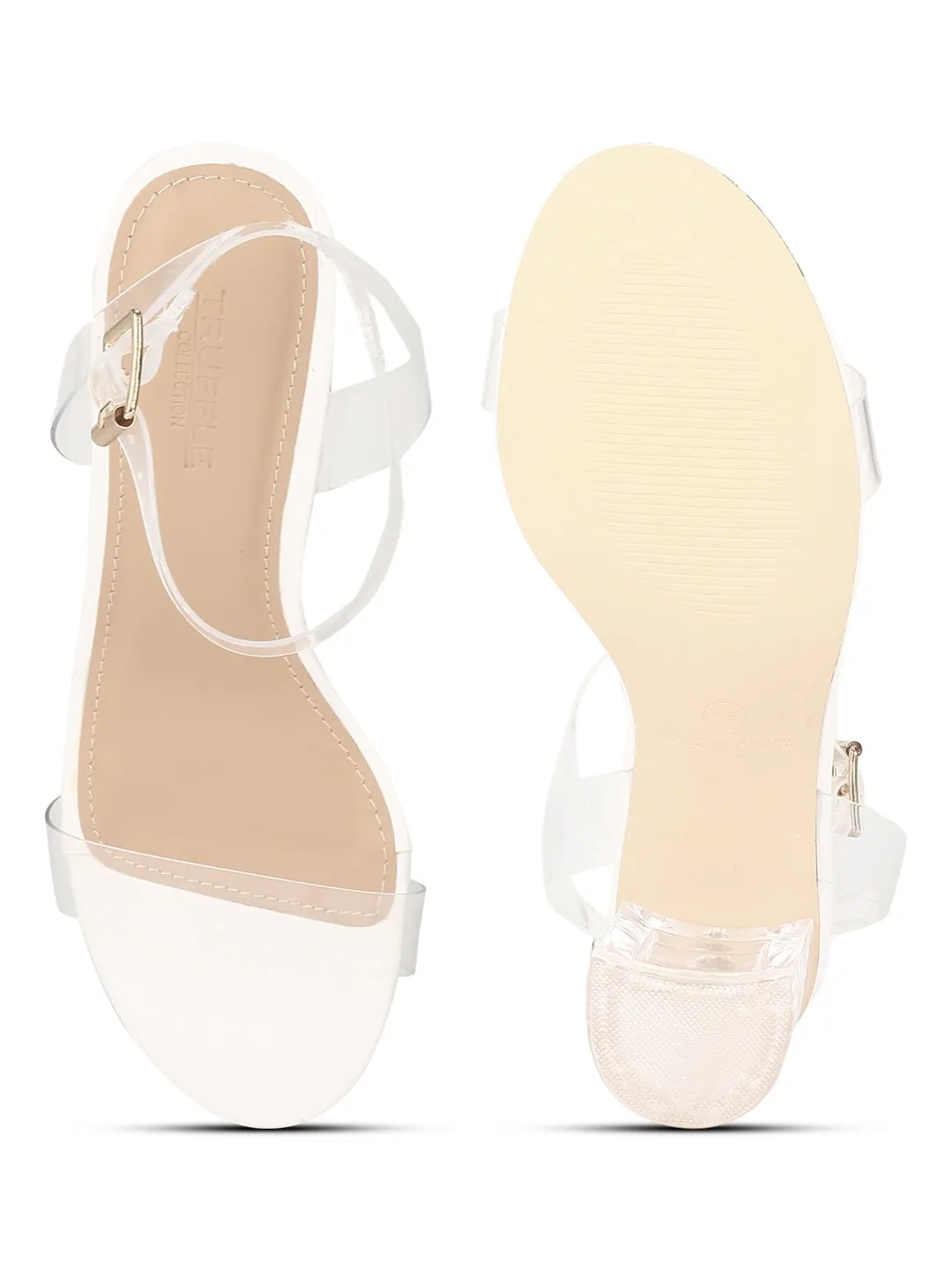 White PU Low Perspex Heels