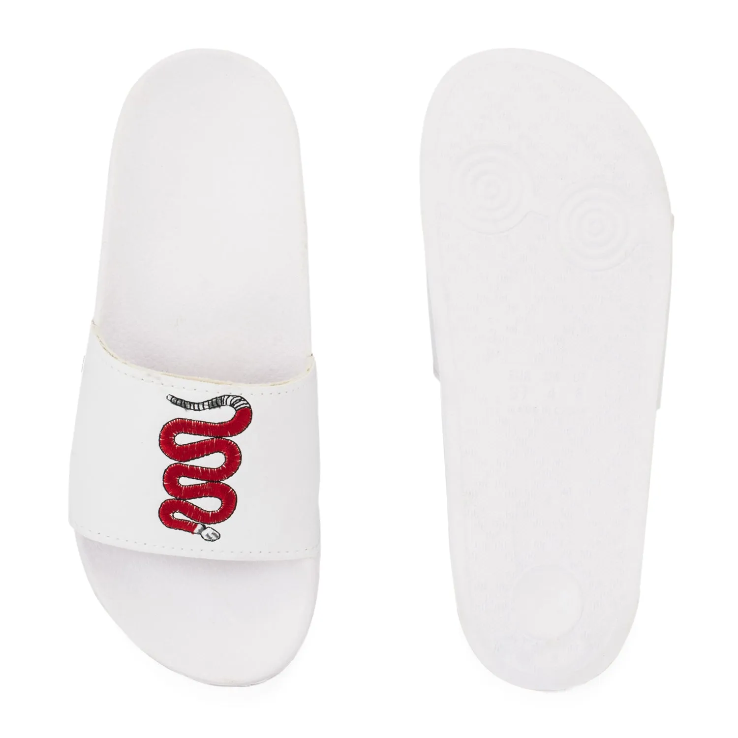 White Snake Embroidery Slip Ons