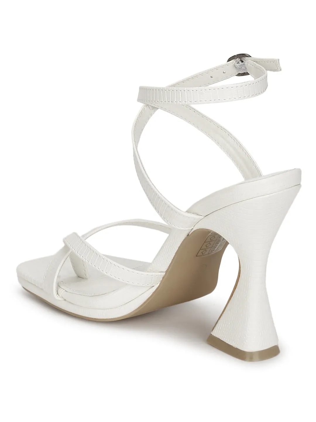 White Snake Pyramid Heels