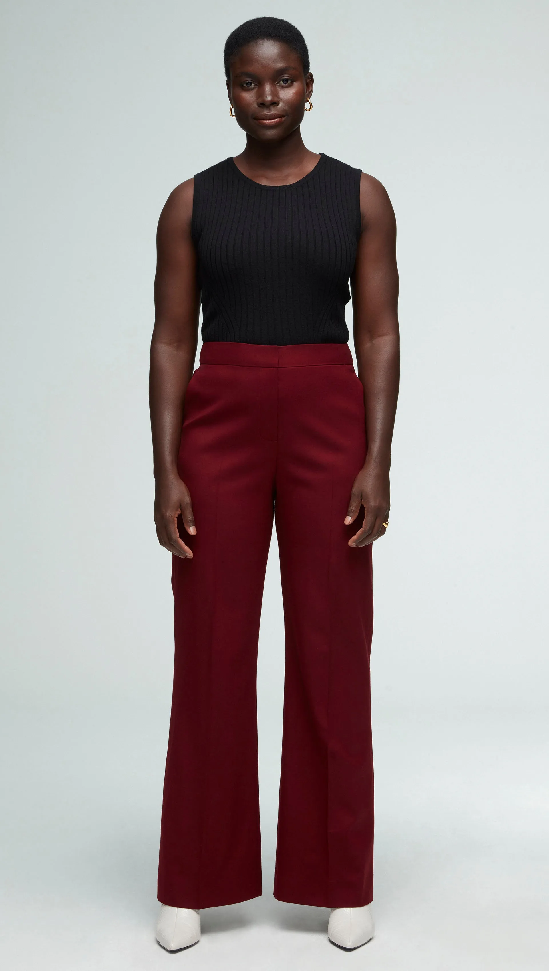 Wide Leg Trouser in Seasonless Wool  | Merlot