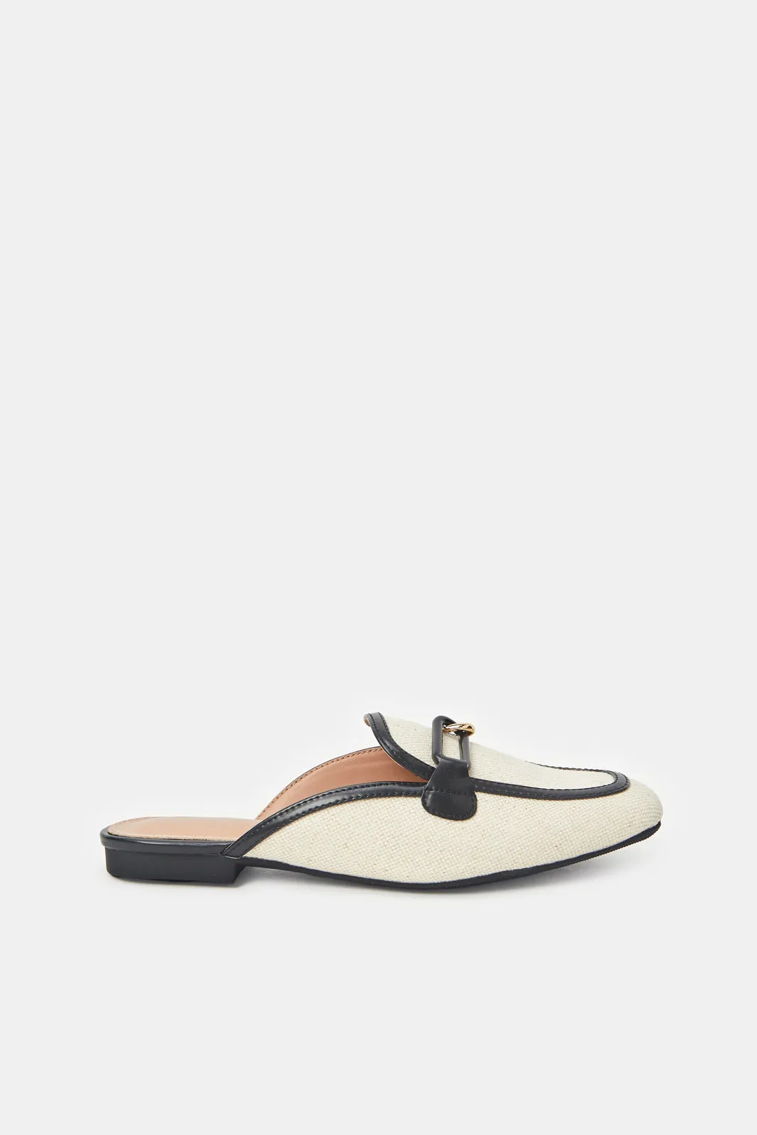 Women Beige Mule With Black Binding