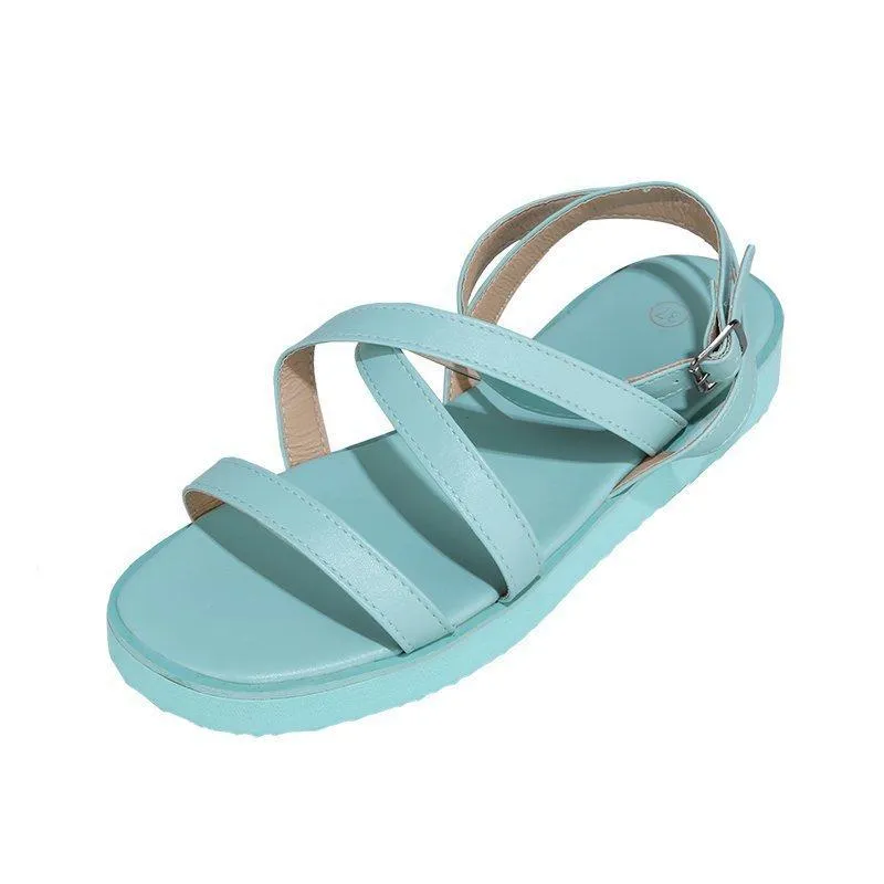 Women summer open toe criss cross ankle strap flat sandals