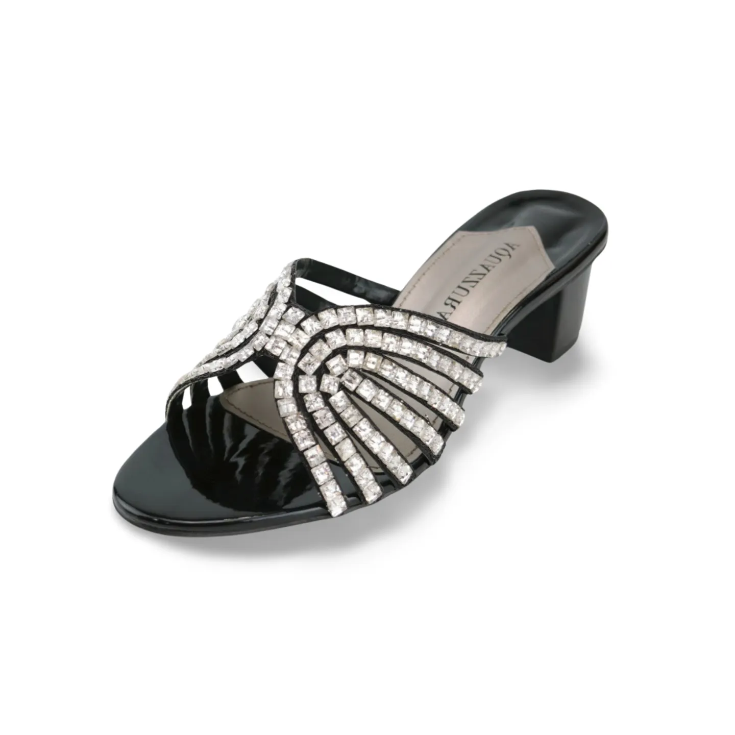 Women's Block Heel Sandal with Crystal Embellishments